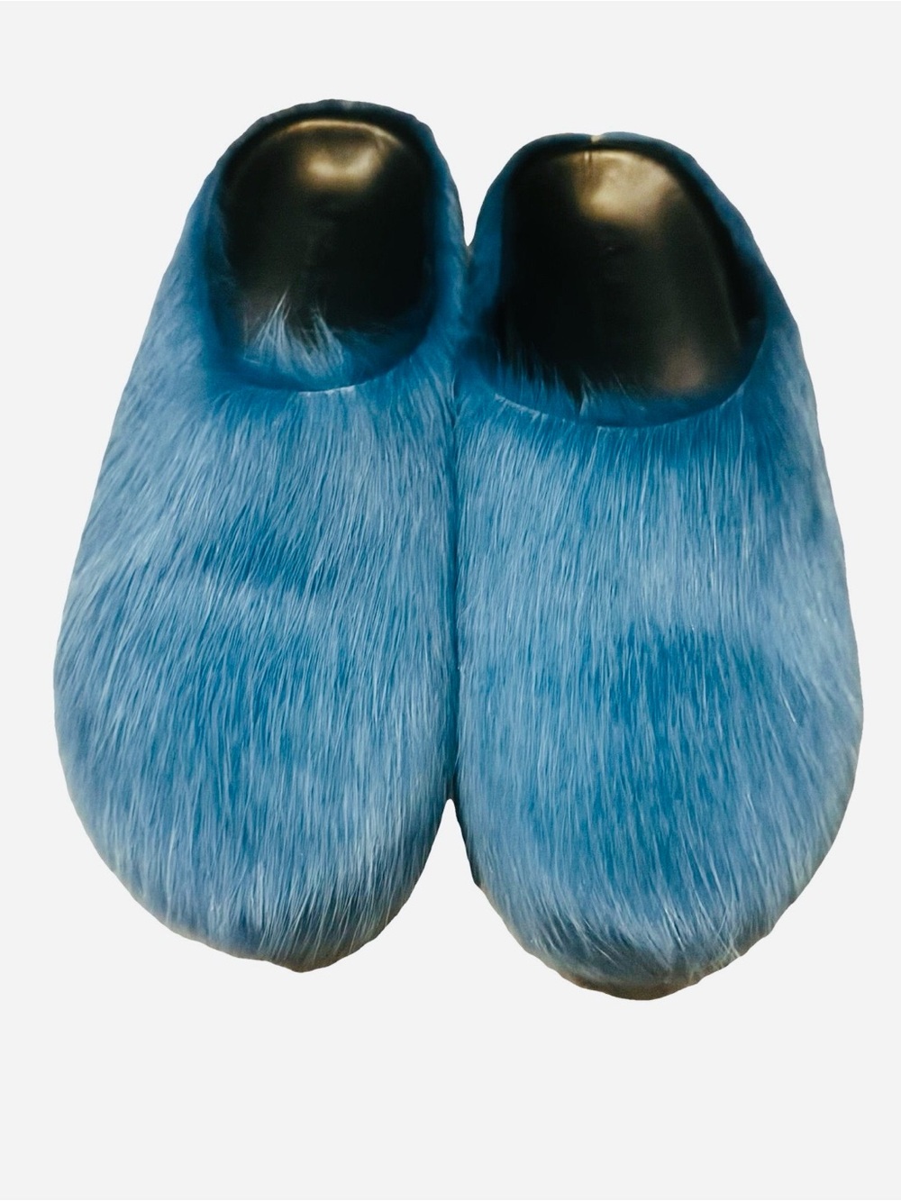 Marni Blue Fur Slip-On Sandals